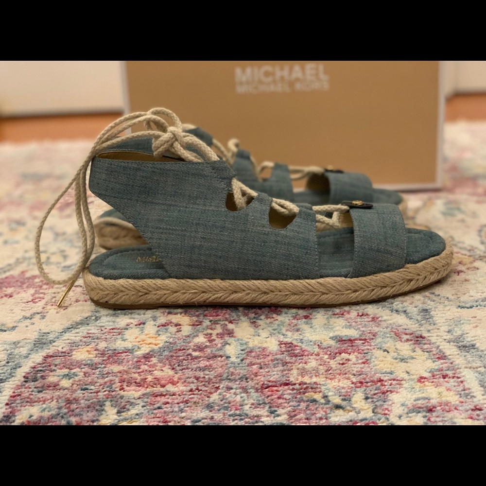 Michael Kors MCKENNA lace up denim espadrille